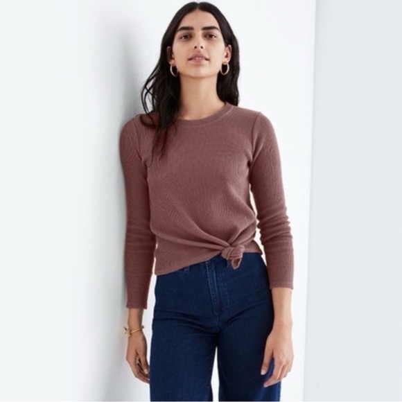 Madewell | Texture & Thread | mauve ribbed long sleeve top | XS - Picture 1 of 6